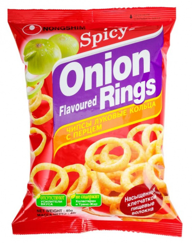 Чипсы луковые кольца Onion Rings Hot & Spicy 40г КОРЕЯ