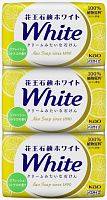 Мыло туалетное кусковое KAO "WHITE" Refresh Citrus цитрусовый аромат (130г х3шт), 390г ЯПОНИЯ
