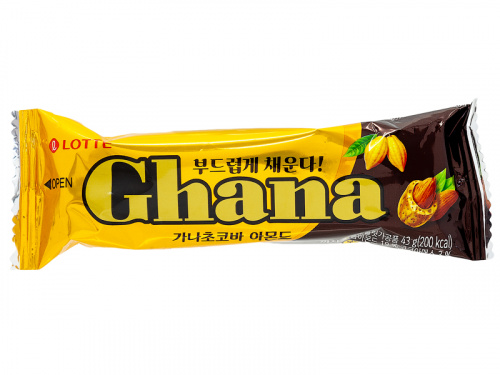 Шоколадный батончик GHANA CHOCOBAR ALMOND с миндалём 43г КОРЕЯ
